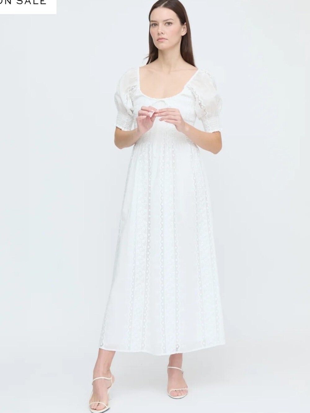 Hill House Madeline Nap Dress — White Broaderie Viole Puff-Sleeve Maxi